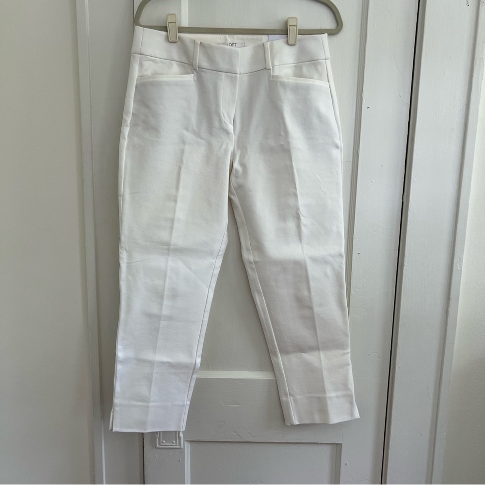 NWT Loft Riviera Pant, Cropped Marisa fit white pants, size 8